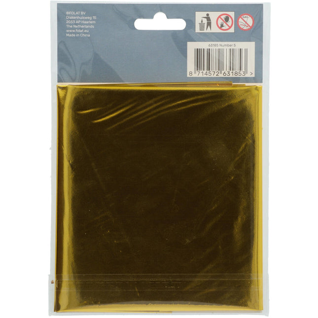 Pallone Foil Figura 5 Oro Metallizzato XL 86cm vuoto