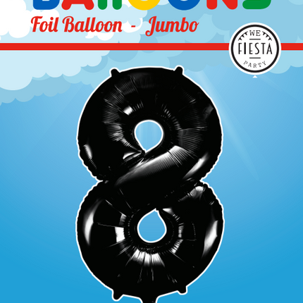 Pallone Foil Figura 8 Nero XL 86cm vuoto