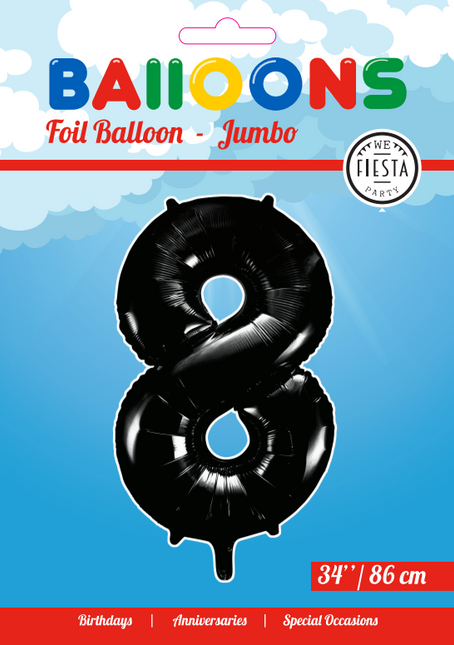 Pallone Foil Figura 8 Nero XL 86cm vuoto