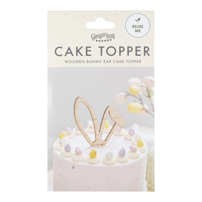 Topper per torta di Pasqua Orecchie di coniglio in legno 18 cm