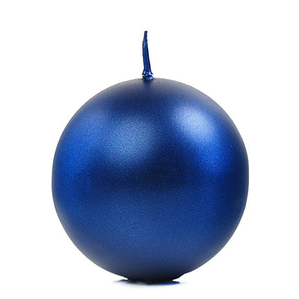 Candele a sfera blu metallizzato 6cm 10pz