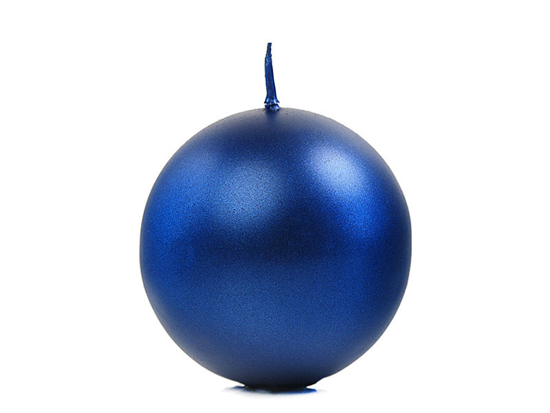 Candele a sfera blu metallizzato 6cm 10pz