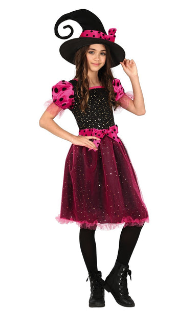 Costume da strega di Halloween per ragazza rosa