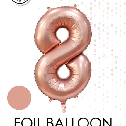 Palloncino con figura in oro rosa 8 anni lucido 86 cm