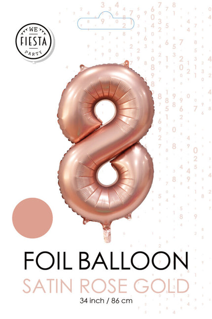 Palloncino con figura in oro rosa 8 anni lucido 86 cm