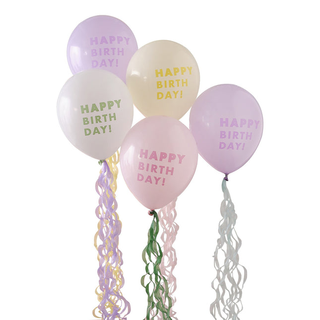 Set di palloncini di buon compleanno colorati