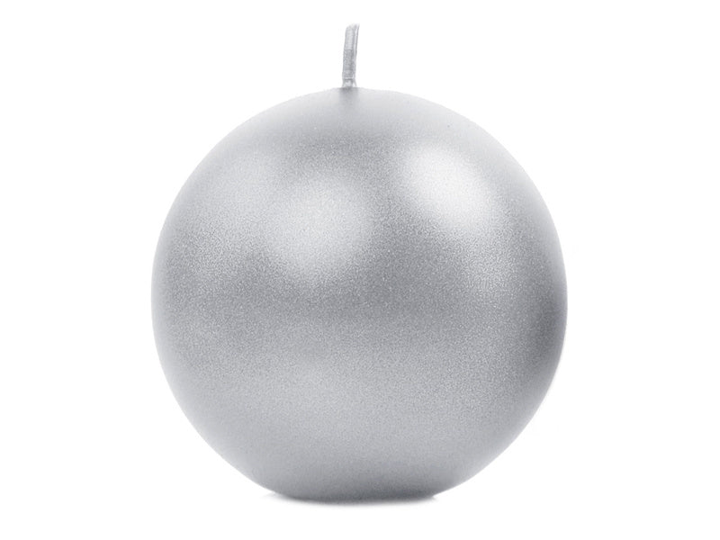 Candele a sfera argento metallizzato 8cm 6pz