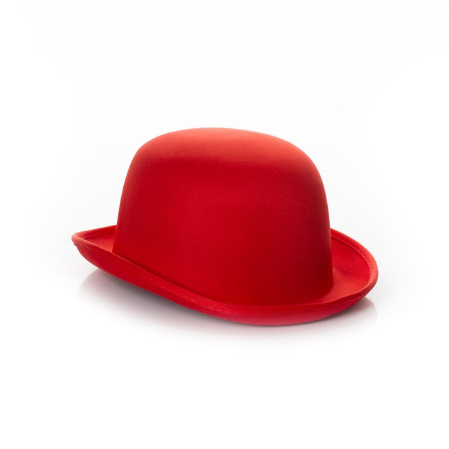 Cappello a bombetta rosso in raso