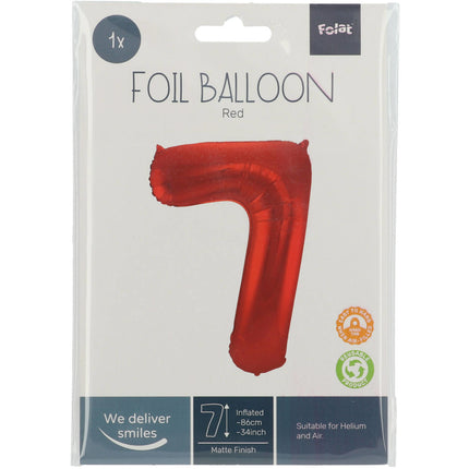 Palloncino Foil Figura 7 Rosso Opaco XL 86cm vuoto