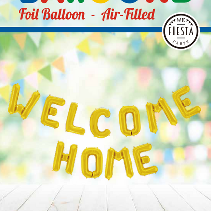 Set di palloncini a forma di lettera Welcome Home Oro