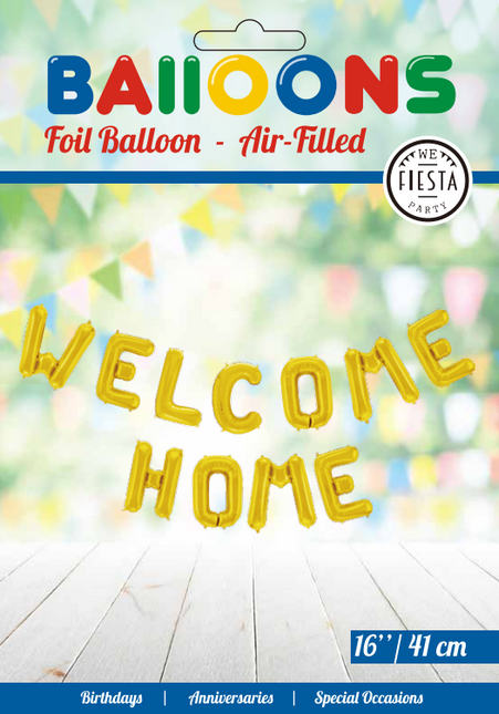 Set di palloncini a forma di lettera Welcome Home Oro