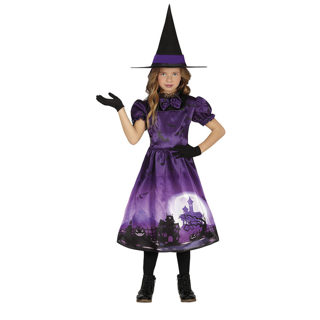 Vestito da strega di Halloween per bambina viola