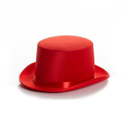 Cappello alto rosso in raso