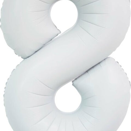 Palloncino bianco a forma di figura 8 anni lucido 86 cm