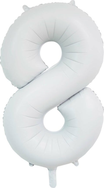 Palloncino bianco a forma di figura 8 anni lucido 86 cm