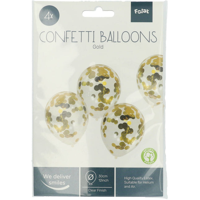 Palloncini a coriandoli oro 30cm 4pz