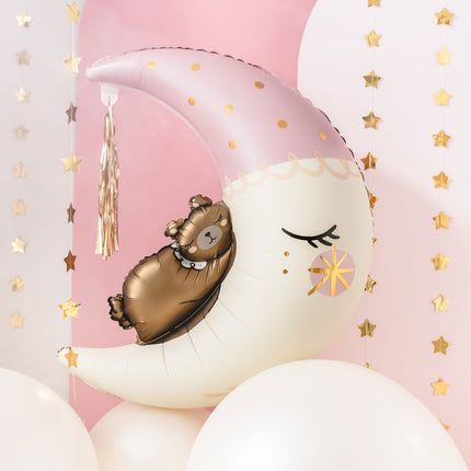 Palloncino ad elio mezza luna con orso vuoto 86 cm