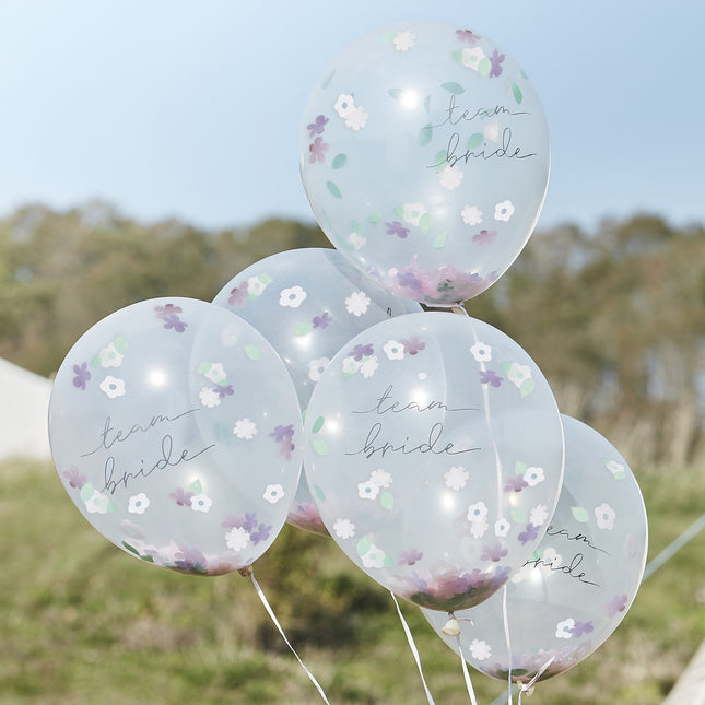 Palloncini a coriandoli Team Bride Flowers 30cm 5pz