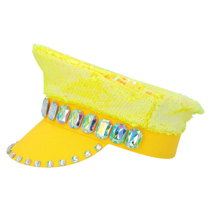 Cappellino giallo con paillettes reversibile