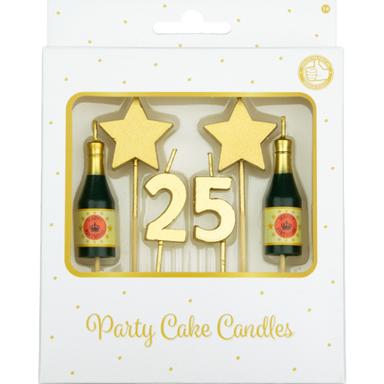 Candele 25 anni Champagne 17,5 cm