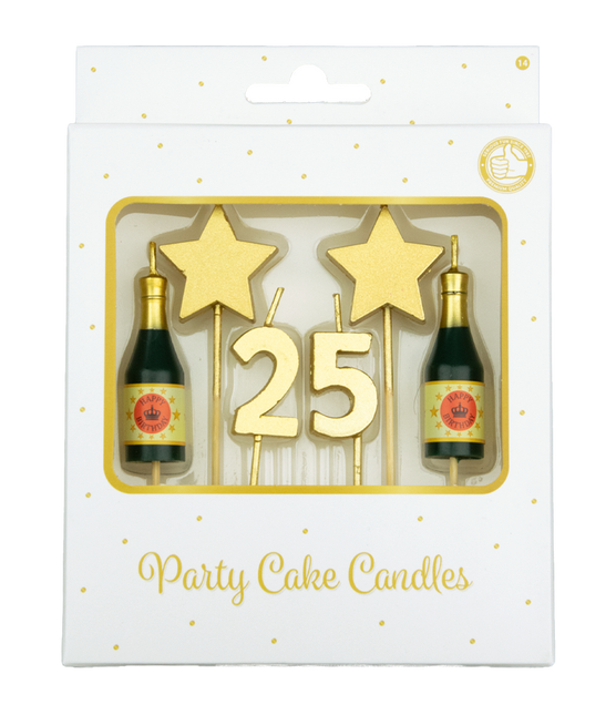 Candele 25 anni Champagne 17,5 cm