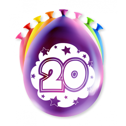 Palloncini 20 anni multicolore 30 cm 8 pezzi