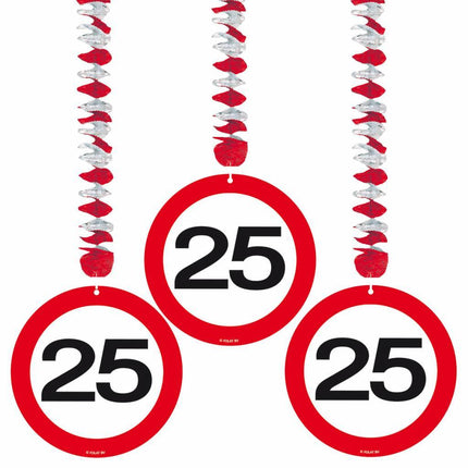 Decorazione da appendere 25 Years Traffic Sign 75cm 3pcs