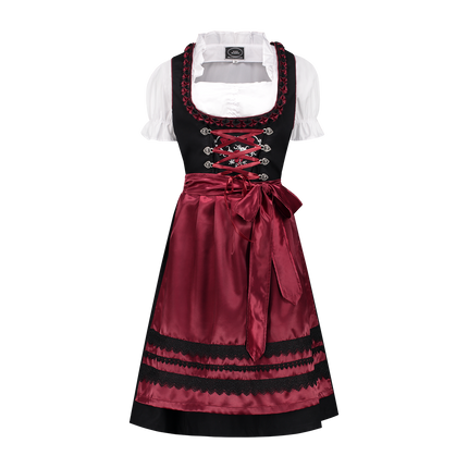 Nero Rosso Abito Dirndl Oktoberfest Donna Bordeaux