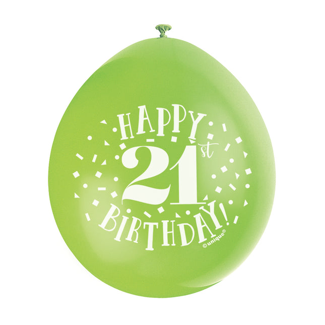 Palloncini Buon Compleanno 21 Anni 28cm 10pz