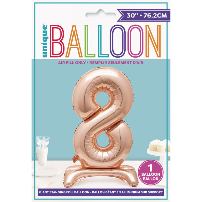 Palloncino in foil Figura 8 Oro Rosa Standard 76 cm