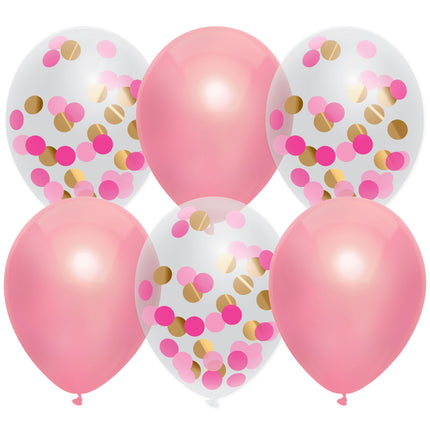 Palloncini nascita bambina Coriandoli rosa 30cm 6pz