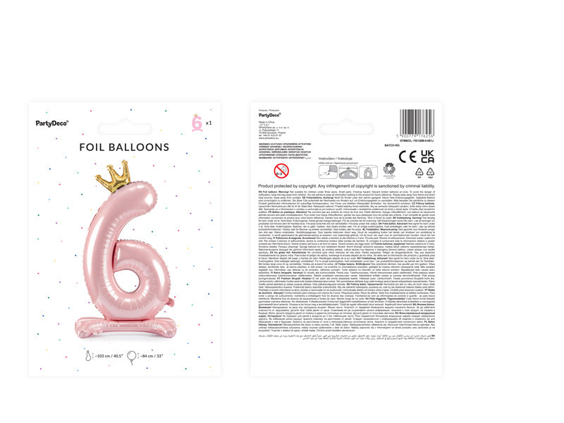 Palloncino Foil Figura 6 Rosa Chiaro Standard Vuoto 84cm