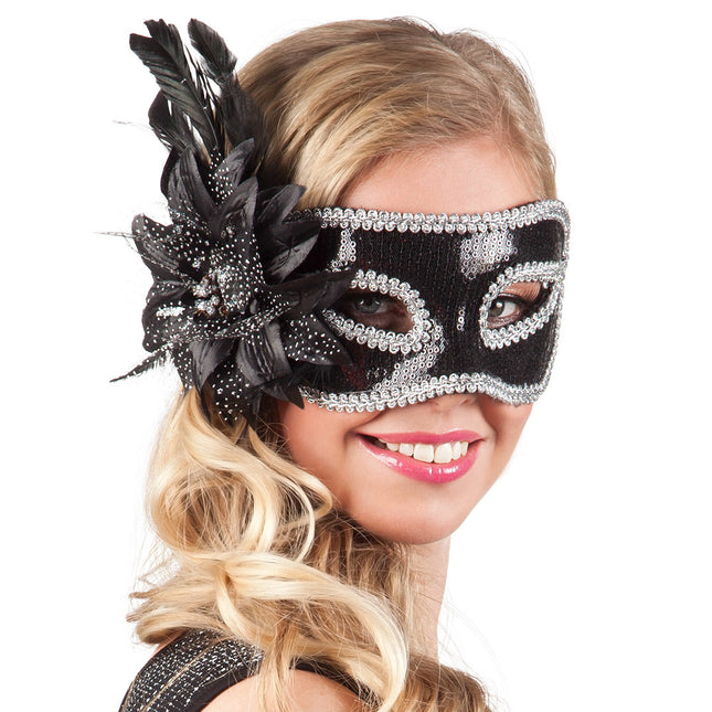 Maschera per gli occhi Venice Fiore Black