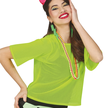 T/shirt a rete Verde Neon Corta L