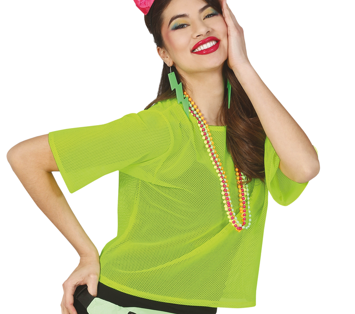 T/shirt a rete Verde Neon Corta L