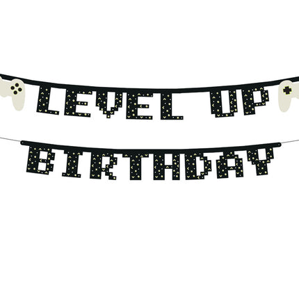 Striscione per feste di gioco Level Up Birthday 2,5 m