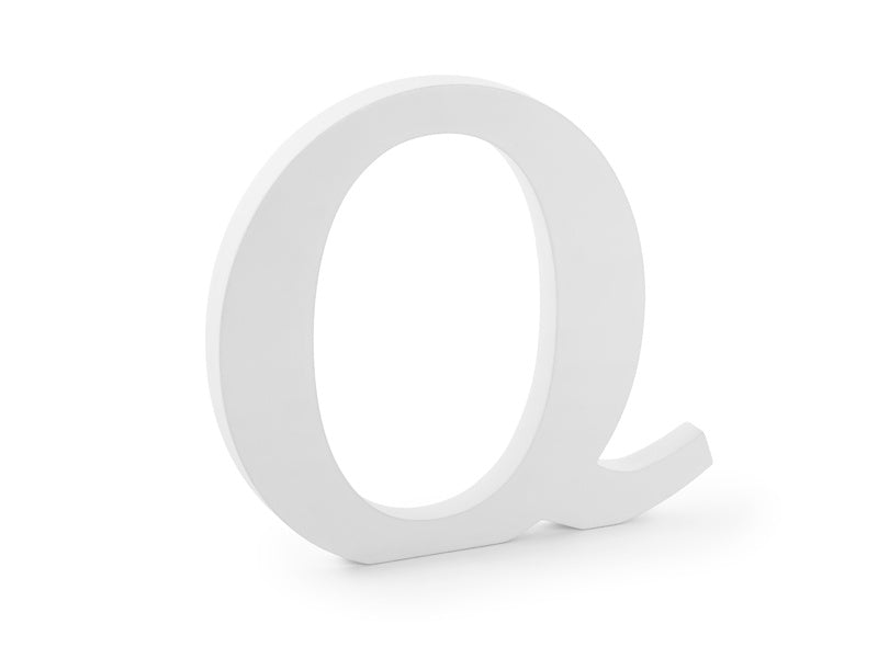 Lettera Q bianca in legno 22,5 cm