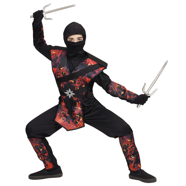 Costume da Ninja Nero Rosso Ragazzo