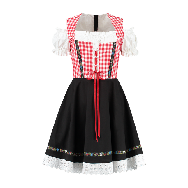 Abito Dirndl Oktoberfest Rosso Bianco Nero Donna