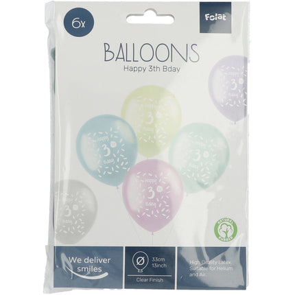 Palloncini Happy 3Th Bday 33cm 6pz