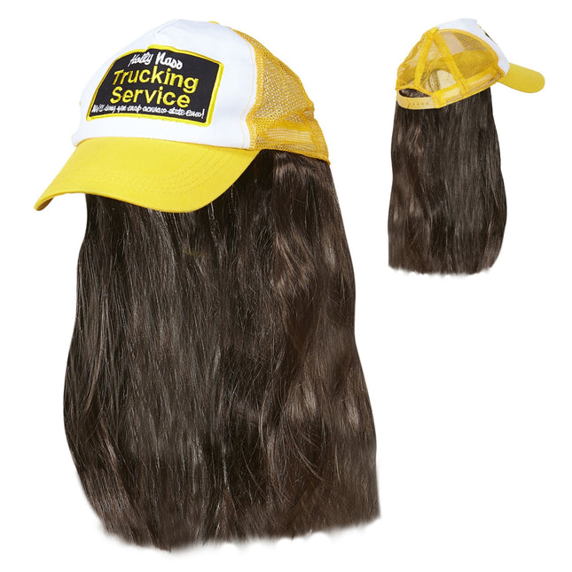 Cappellino giallo Trucker con capelli