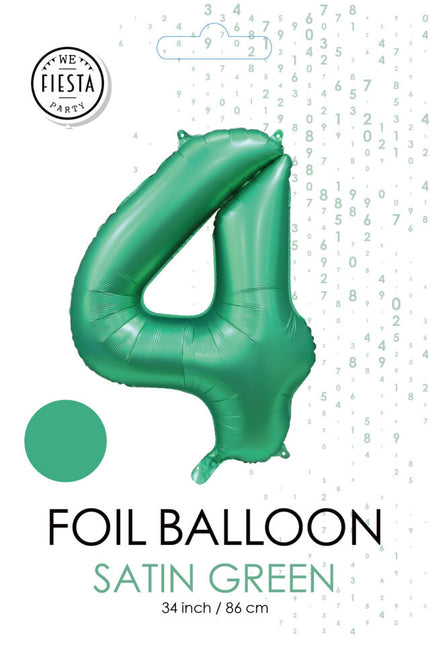 Palloncino numero verde 4 anni lucido 86 cm