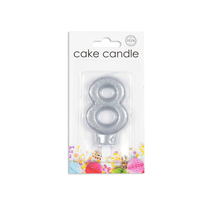 Candela 8 anni Argento Glitter 7cm