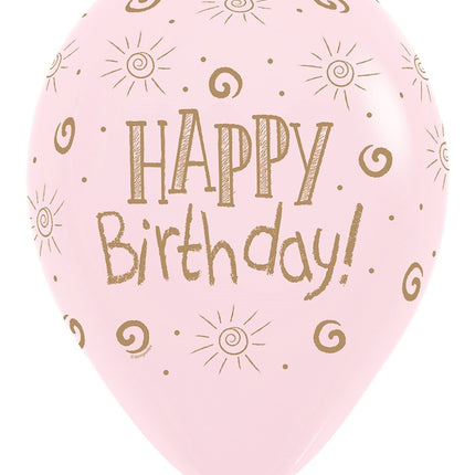 Palloncini Happy Birthday Sun Pastel Matte Mix 30cm 25pz