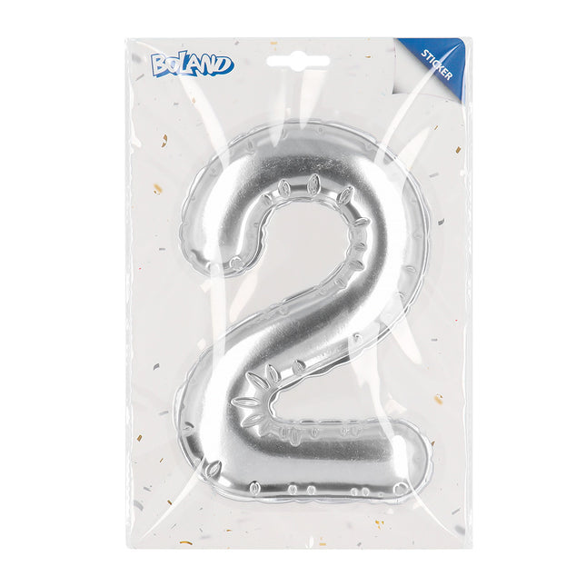 Palloncino in foil con adesivi 2 anni argento 20 cm