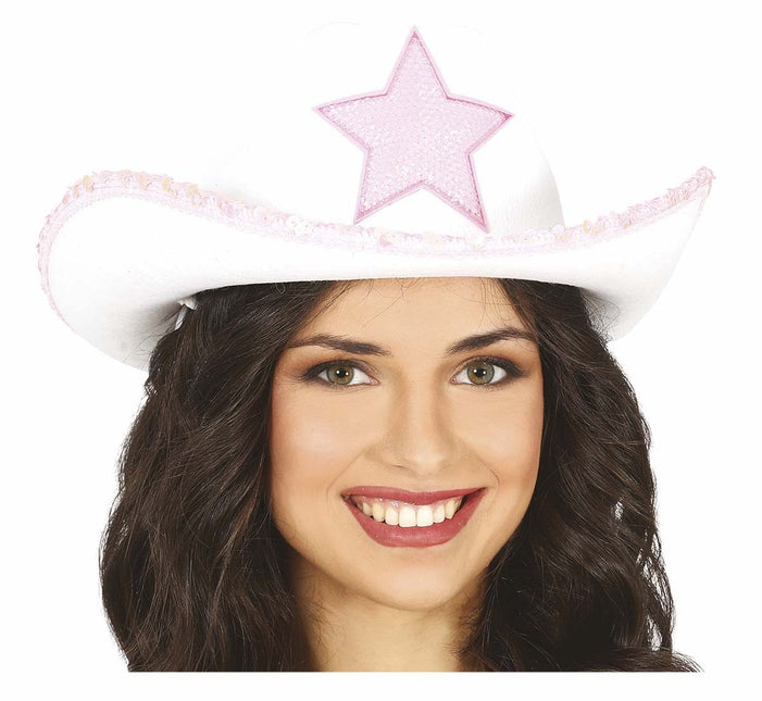 Cappello da cowboy bianco con stet