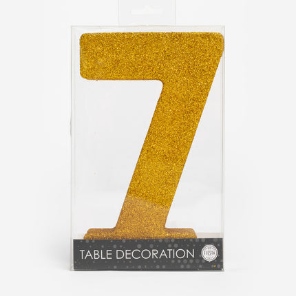 Decorazione da tavolo dorata Figura 7 Glitter 20,5 cm