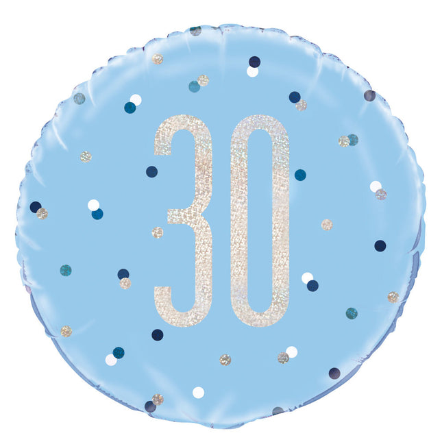 Palloncino a elio 30 anni blu 45 cm vuoto