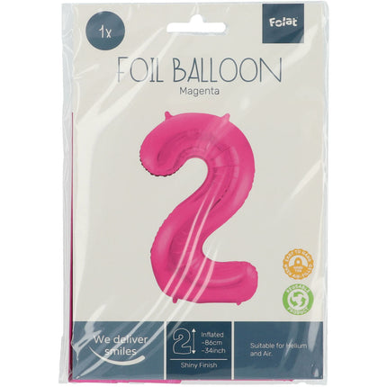 Palloncino Foil Figura 2 Fucsia Metallizzato XL 86cm vuoto