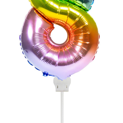 Palloncino in foil Figura 8 Arcobaleno 36 cm con bastoncino